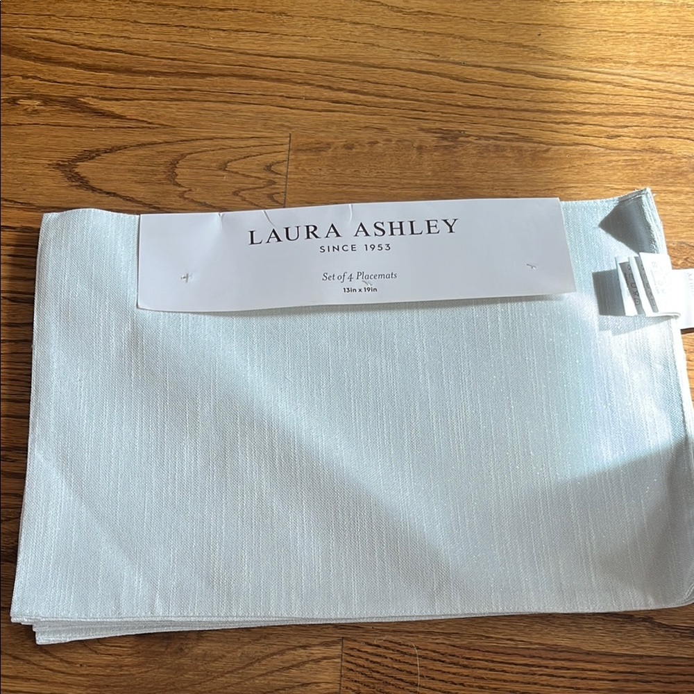 Laura Ashley White Linen Look with silver thread  Placemats